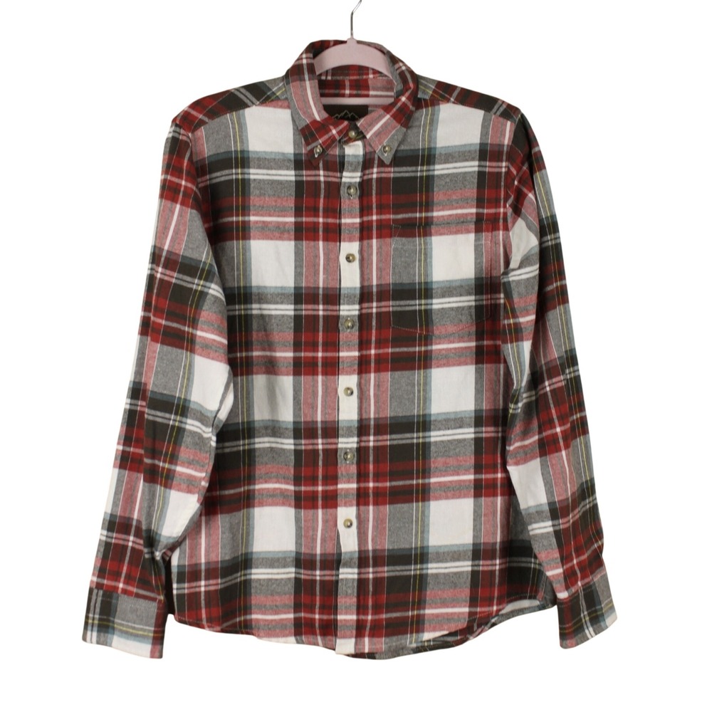 Mountain Ridge Grunge Cabincore Gorpcore Red Plaid Long Sleeve Flannel Shirt S